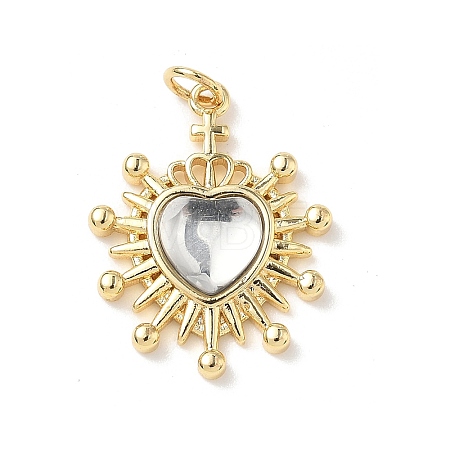 Heart Brass Pendants KK-D426-16F-G-1