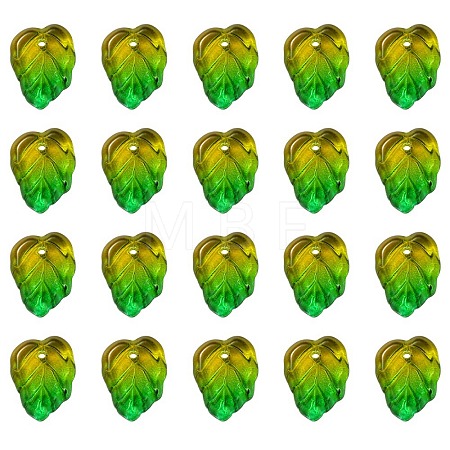 Autumn Theme Two-Tone Transparent Glass Charms GLAA-YW0001-53A-1