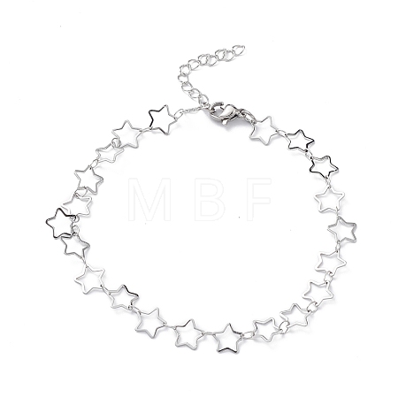 Non-Tarnish 304 Stainless Steel Star Link Chain Anklets for Men Women STAS-B039-14P-1