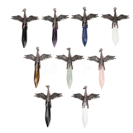 Natural & Synthetic Mixed Stone Faceted Pointed Bullet Shaped Big Pendants G-T145-01R-1