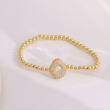 Brass Micro Pave Clear Cubic Zirconia Beaded Stretch Bracelets for Women FS-WGB95F4-12-1