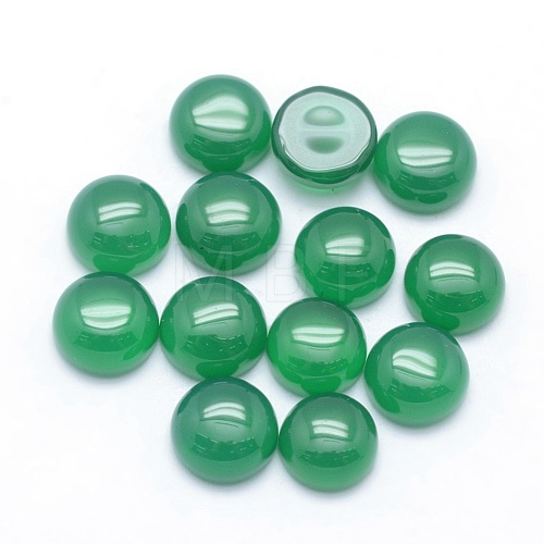 Natural Dyed & Heated Green Onyx Agate Cabochons G-P393-R05-6mm-1