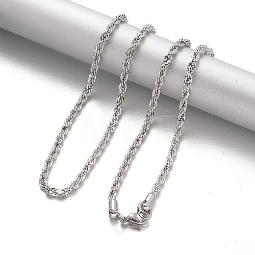 Tarnish Resistant 304 Stainless Steel Rope Chain Necklaces NJEW-F195-05G-P-1