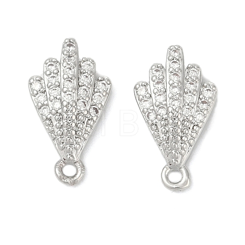 Brass Micro Pave Cubic Zirconia Stud Earring Findings KK-Z094-13P-1