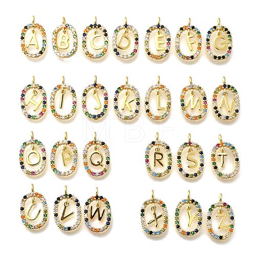 26Pcs Brass Micro Pave Cubic Zirconia Pendants KK-R218-02G-02-1