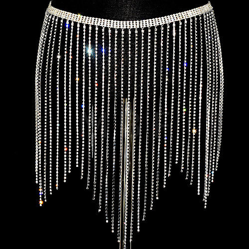 Full Crystal Rhinestone Tassel Skirt Body Chains WGA3B2D-15-1