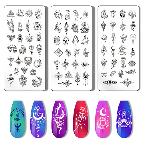 Stainless Steel DIY Nail Art Templates MRMJ-WH0092-012-1