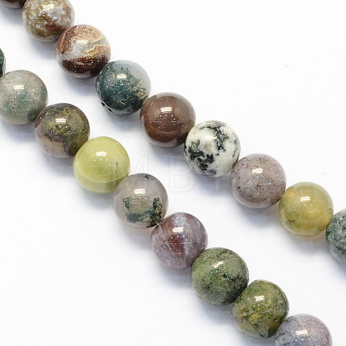 Round Natural Indian Agate Beads Strands X-G-S122-10mm-1