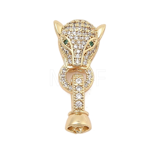 Brass Micro Pave Cubic Zirconia Fold Over Clasps KK-C075-05G-1