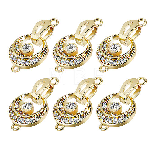 CHGCRAFT  6Pcs Brass Fold Over Clasp with Crystal Rhinestone KK-CA0002-69A-1