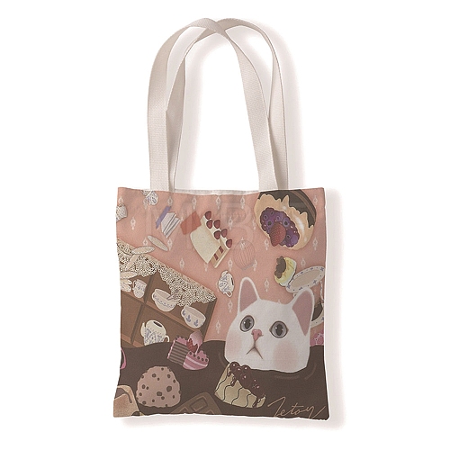 Cat Pattern Canvas Women's Tote Bags PW-WGA189E-21-1