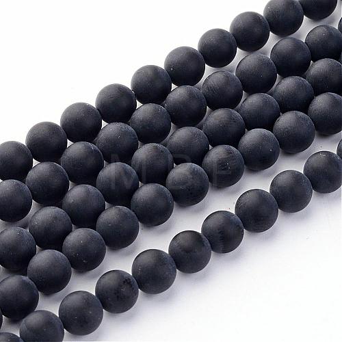 Grade A Natural Black Agate Beads Strands G447-3-1