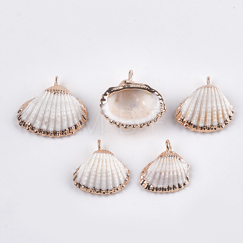 Electroplate Sea Shell Pendants X-SSHEL-T006-02-1