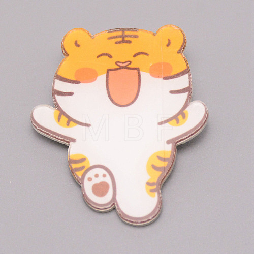 Tiger Laughing Chinese Zodiac Acrylic Brooch JEWB-WH0022-05-1