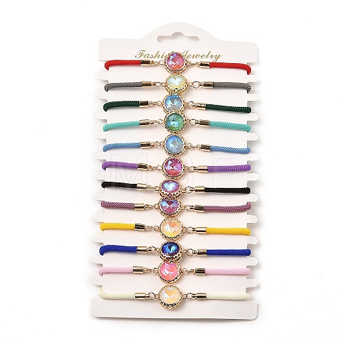 12Pcs 12 Colors Polyester Bracelets BJEW-P340-08G-1