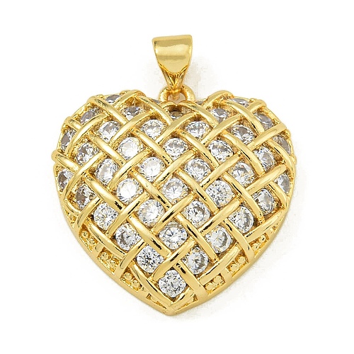 Rack Plating Brass Pave Cubic Zirconia Pendants KK-U029-08G-01-1