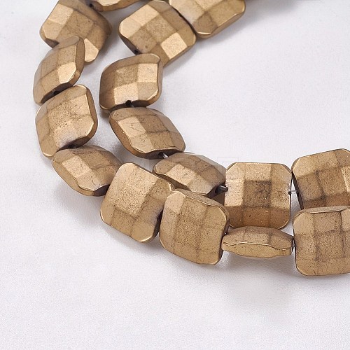Electroplated Non-magnetic Synthetic Hematite Beads Strands G-P367-B09-1