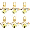 6Pcs Alloy Enamel Bees & Flower & Honey Jar Pendant Decorations HJEW-YW00457-1