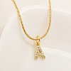 Brass Micro Pave Clear Cubic Zirconia Pendant Initial Necklaces FS-WGC46E8-01-1