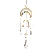 Star Moon Brass & Rainbow Chakra Glass Beads Suncatchers HJEW-TA00502-1