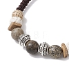 Round Lava Rock & Wood Braided Beads Bracelets BJEW-JB10991-3