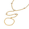 304 Stainless Steel Pave Clear Cubic Zirconia Hand Chain Ring Bracelets for Women LU5720-5