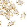 SHEGRACE Brass Pave Cubic Zirconia Square Connector Charms XGRQ2O831-440A-G-1