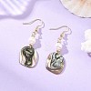 Natural Cultured Freshwater Pearl & Abalone Shell/Paua Shell Beads Dangle Earrings EJEW-JE07313-01-1