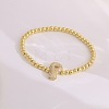 Brass Micro Pave Clear Cubic Zirconia Beaded Stretch Bracelets for Women FS-WGB95F4-13-1