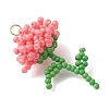 Glass Seed Beaded Flower Pendans PALLOY-MZ01224-02-3