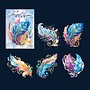 5Pcs 5 Styles Feather Waterproof PET Stickers Sets DIY-B071-03A-2