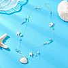Electroplate Natural Shell Pendant Clear Nylon String 3-Strand Necklaces NJEW-TA00221-1