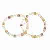 Natural Rutilated Quartz Beaded Stretch Bracelets G-T104-30-1