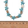 Ocean Natural Spiral Shell & Dyed Synthetic Turquoise Starfish Beaded Necklaces NJEW-JN06305-4
