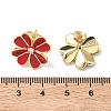 Flower Brass Enamel Stud Earrings EJEW-C177-01G-01-5