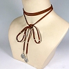 Flat Round Alloy with Suede Cord Lariat Necklaces FS-WG2B7B2-02-2