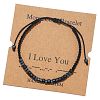 I Love You Synthetic Non-magnetic Hematite & Wood Beads Morse Code Bracelets WGB6EC0-10-1