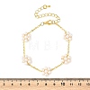 Natural Cultured Freshwater Pearl Beaded Flower Link Chain Bracelets BJEW-JB14325-4