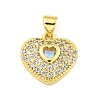 Heart Rack Plating Brass Micro Pave Cubic Zirconia Charms KK-Z053-17G-01-1