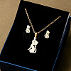 304 Stainless Steel Pendant Necklaces & Stud Earrings Sets WG82A44-31-1