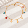 Fashionable Brass Enamel Flower Pendant Anklets for Women KA8156-1-4