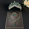 Teardrop Alloy Rhinestone Pendant Necklaces & Stud Dangle Earrings & Crown Hair Band Sets FS-WGFDFEC-03-1