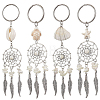 2 Sets Tibetan Style Alloy with Natural Shell & Synthetic Turquoise Keychains KEYC-SP0001-33-1