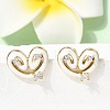Heart Brass Micro Pave Cubic Zirconia Stud Earring EJEW-H180-15G-01-3