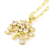 Brass Pave Clear Cubic Zirconia Pendant Necklaces for Women NJEW-S430-03G-02-1