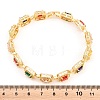 Square Brass Micro Pave Clear Cubic Zirconia and Glass Link Chain Bracelets BJEW-T025-04G-02-3