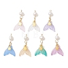 Spray Painted Glass & Natural Pearl & Alloy Pendants PALLOY-JF05240-1