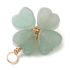 Natural Green Aventurine Clover Pendants PALLOY-JF03180-02-4