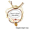 3OPcs 3 Styles Natural Rhodochrosite & Pink Jade & Glass Round Beads Bracelets & Brass Leaf Charm Bracelets Set DI3925-2-5