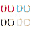 FIBLOOM 4 Pairs 4 Colors Golden Brass Rectangle Hoop Earrings EJEW-FI0003-06-8